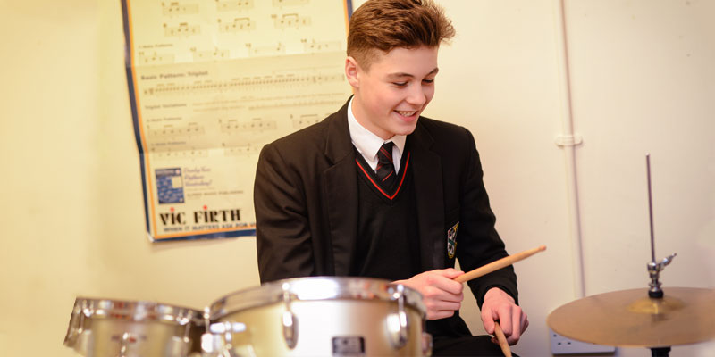 Photo of Plymouth College Senior School Student playing the drums